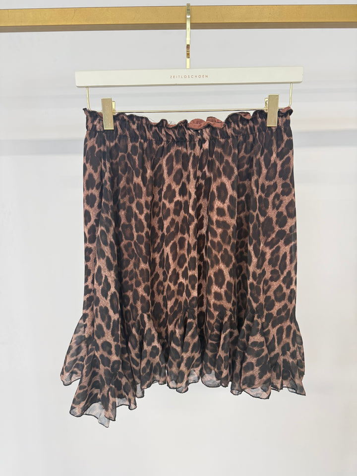 KURZER VOLANTROCK MIT LEOPRINT MONA DUNKELBRAUN (B-WARE)