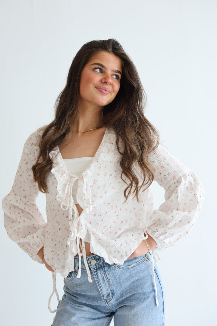 Rosy Ruffle Cardigan