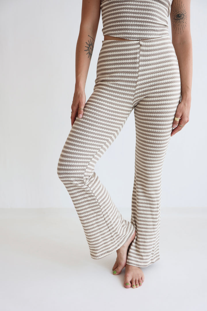 Striped Knit Flared Pants
