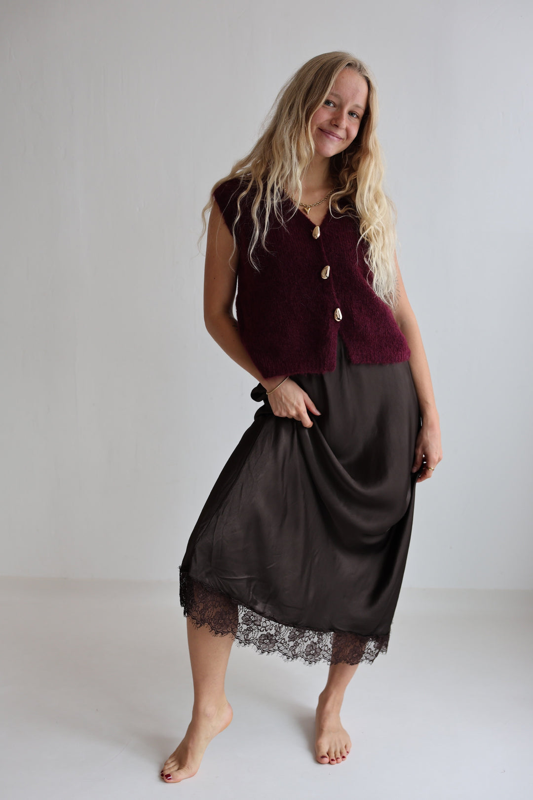 Pretty Lace Satin Skirt