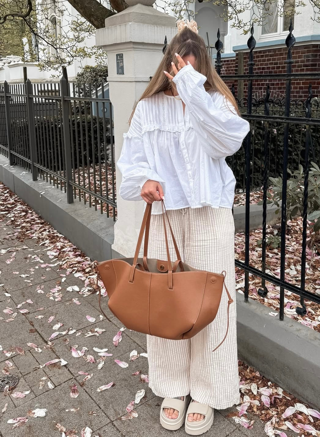 Lange Musselinhose mit Streifen Little Lines