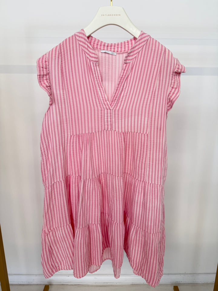 KURZES MUSSELINKLEID SUMMER STRIPED BLOSSOM (B-WARE)