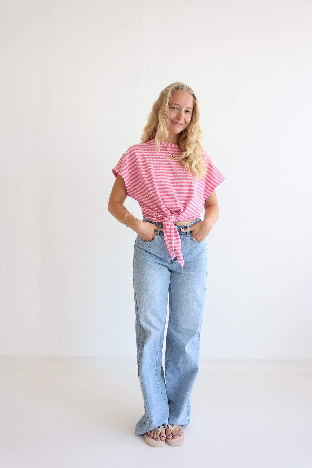 Striped Knit Knot T-Shirt