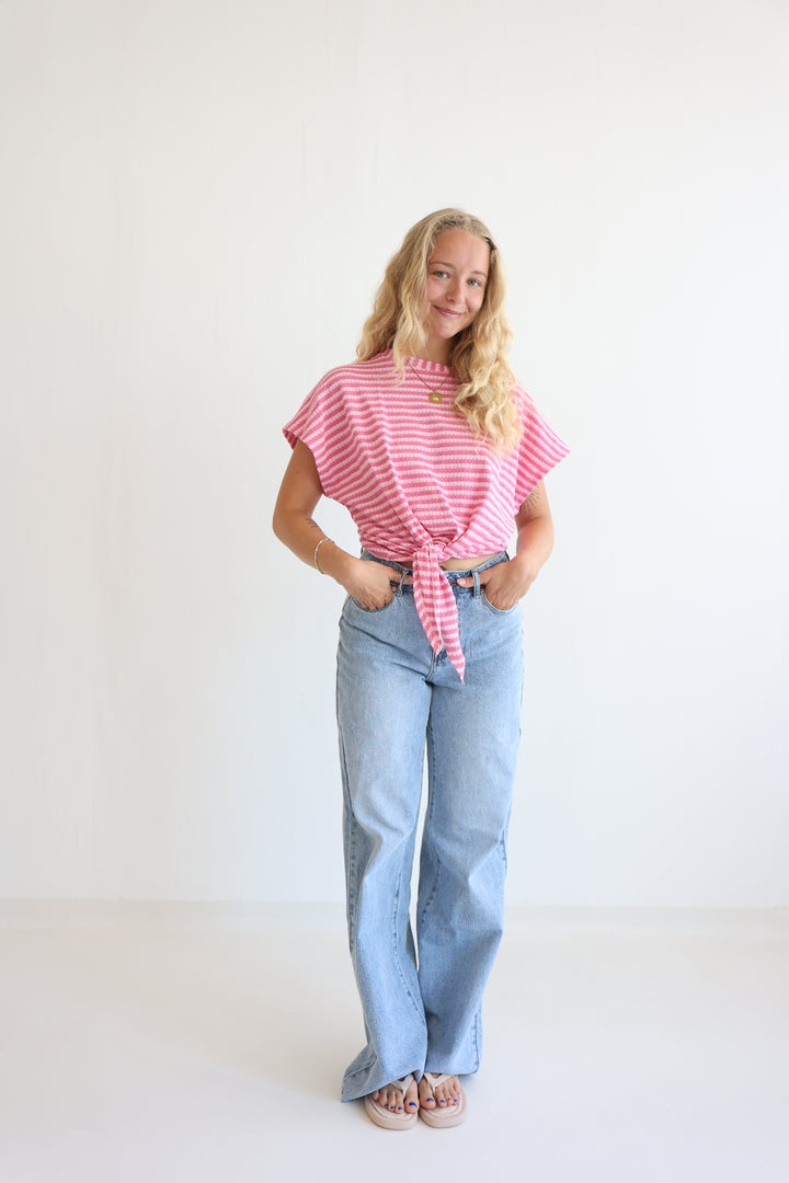 Striped Knit Knot T-Shirt