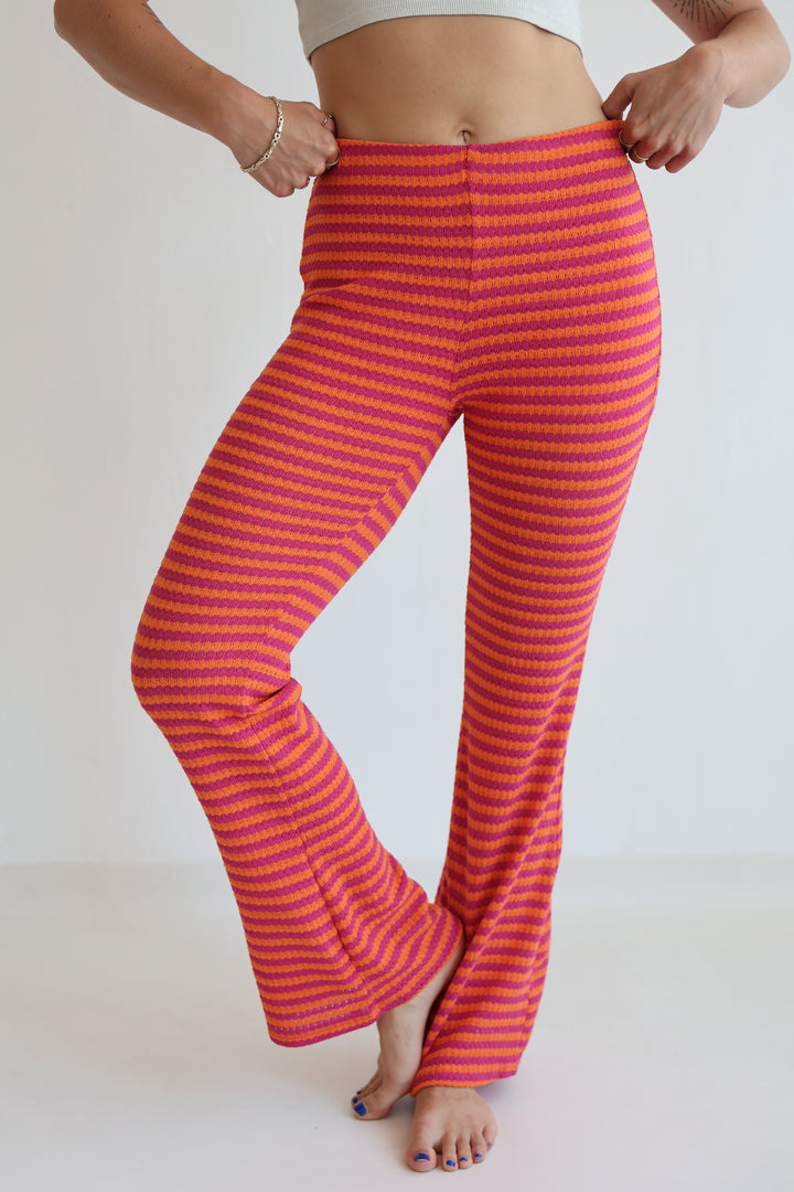 Striped Knit Flared Pants