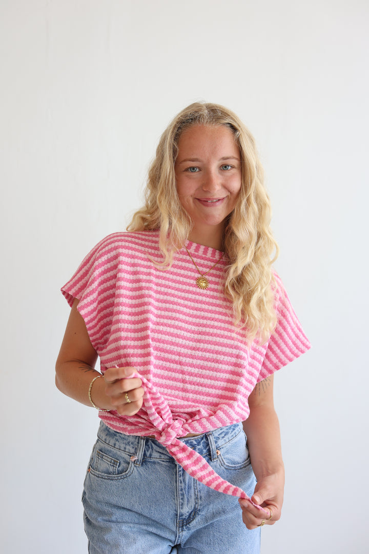 Striped Knit Knot T-Shirt