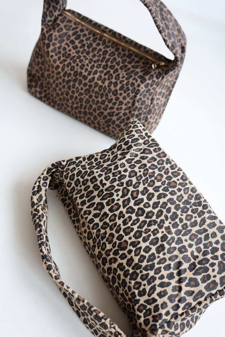 Leopard Print Suede Handbag