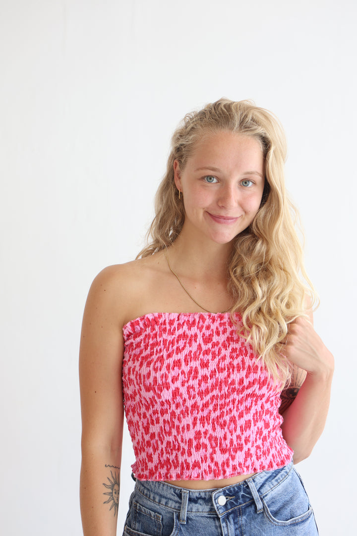 Leoprint Croptop aus Musselin
