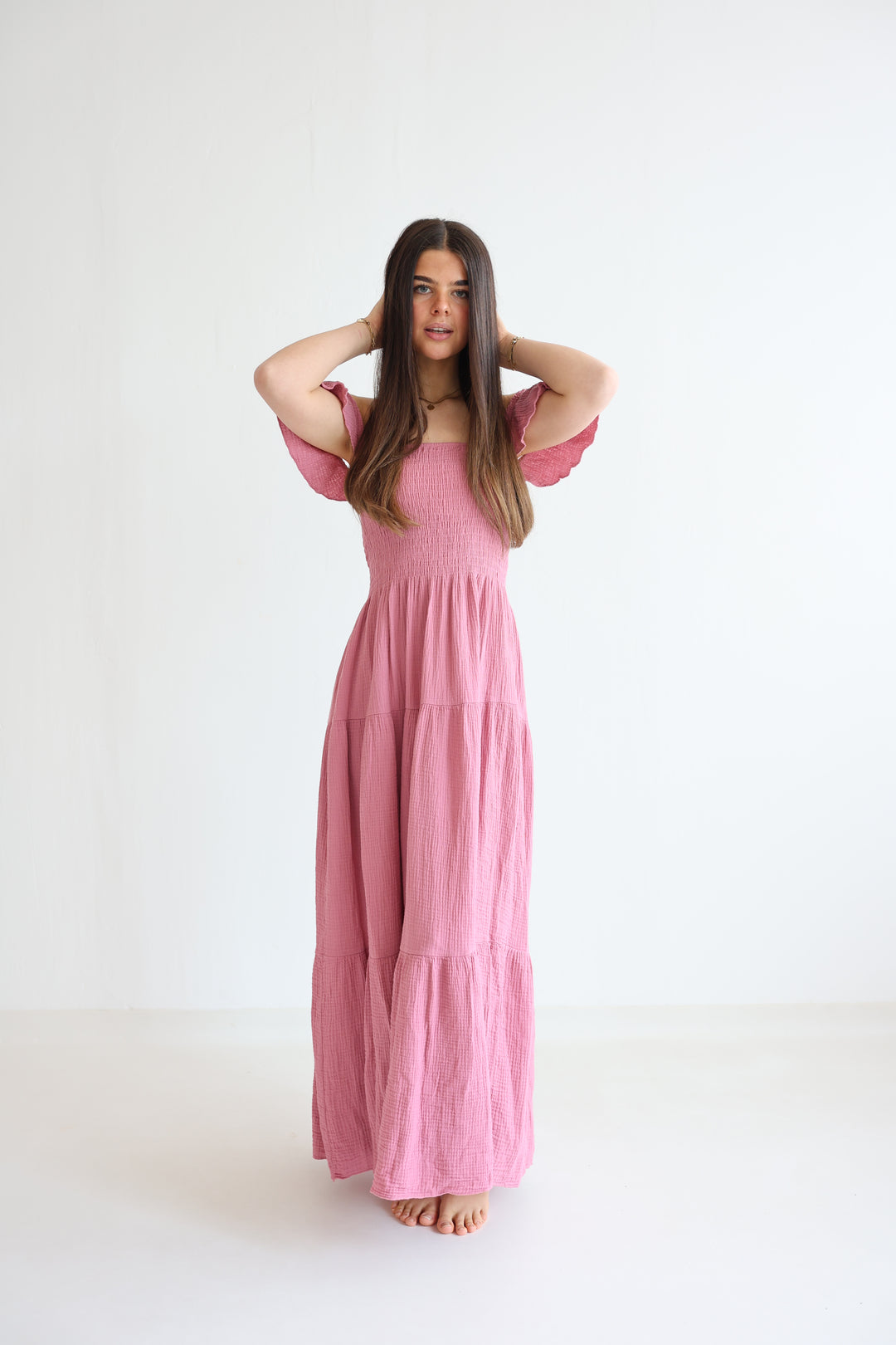 Langes Kleid mit Raffung Livia
