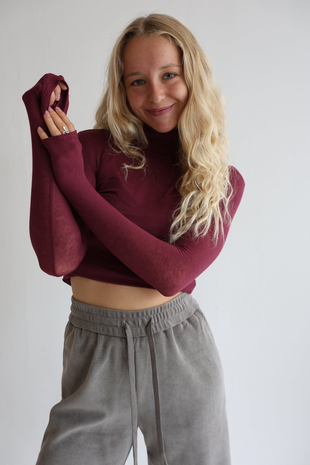 Cashmere Longsleeve mit Kragen Liliana (einfarbig)