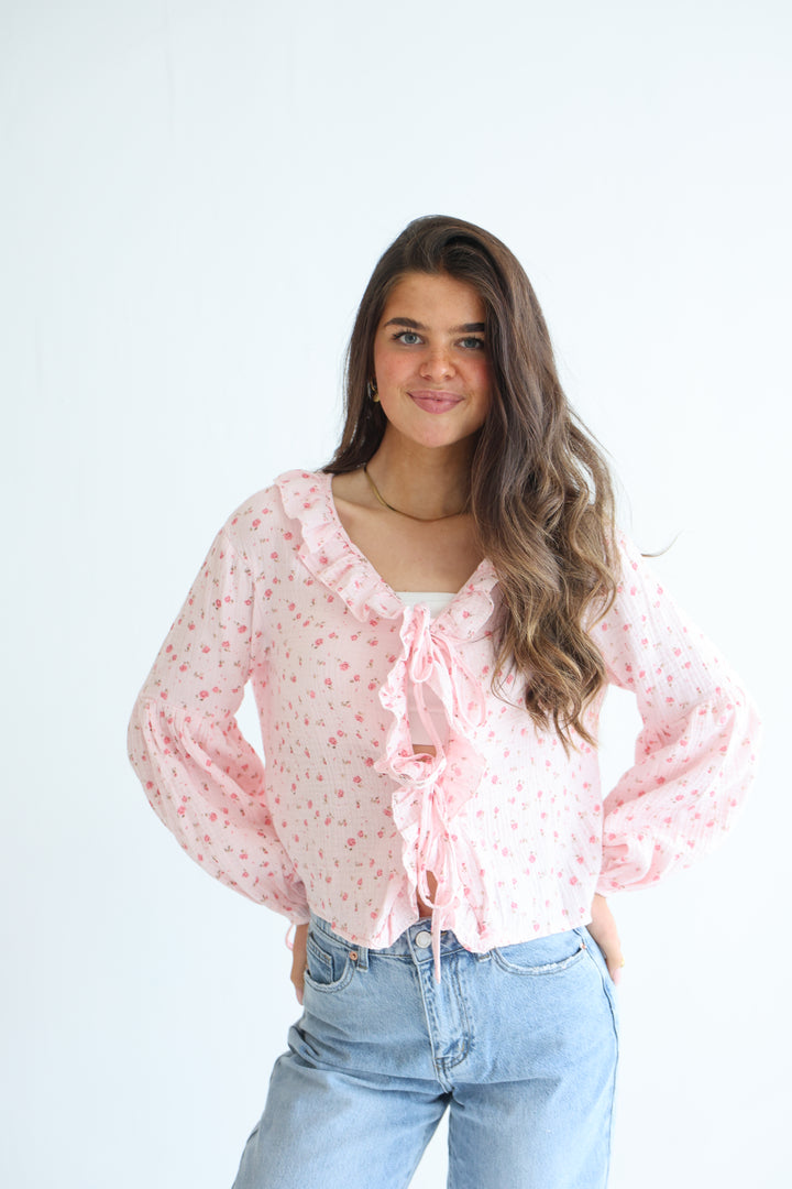 Rosy Ruffle Cardigan