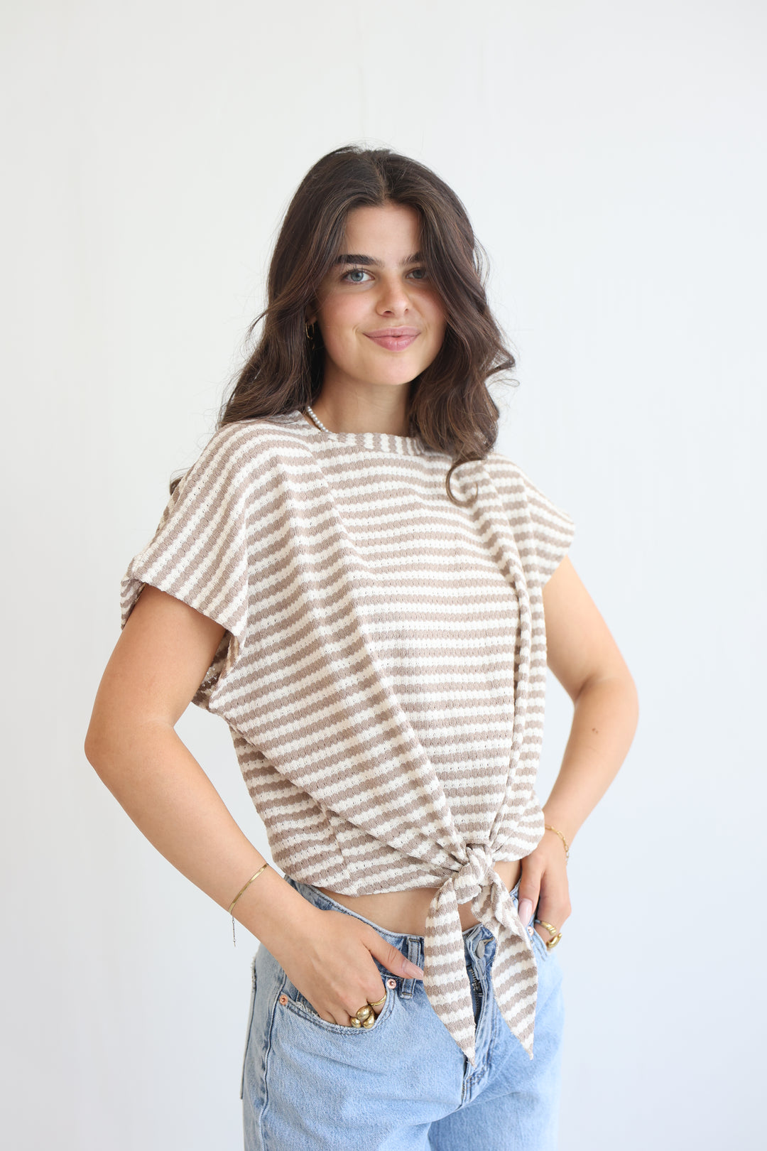 Striped Knit Knot T-Shirt