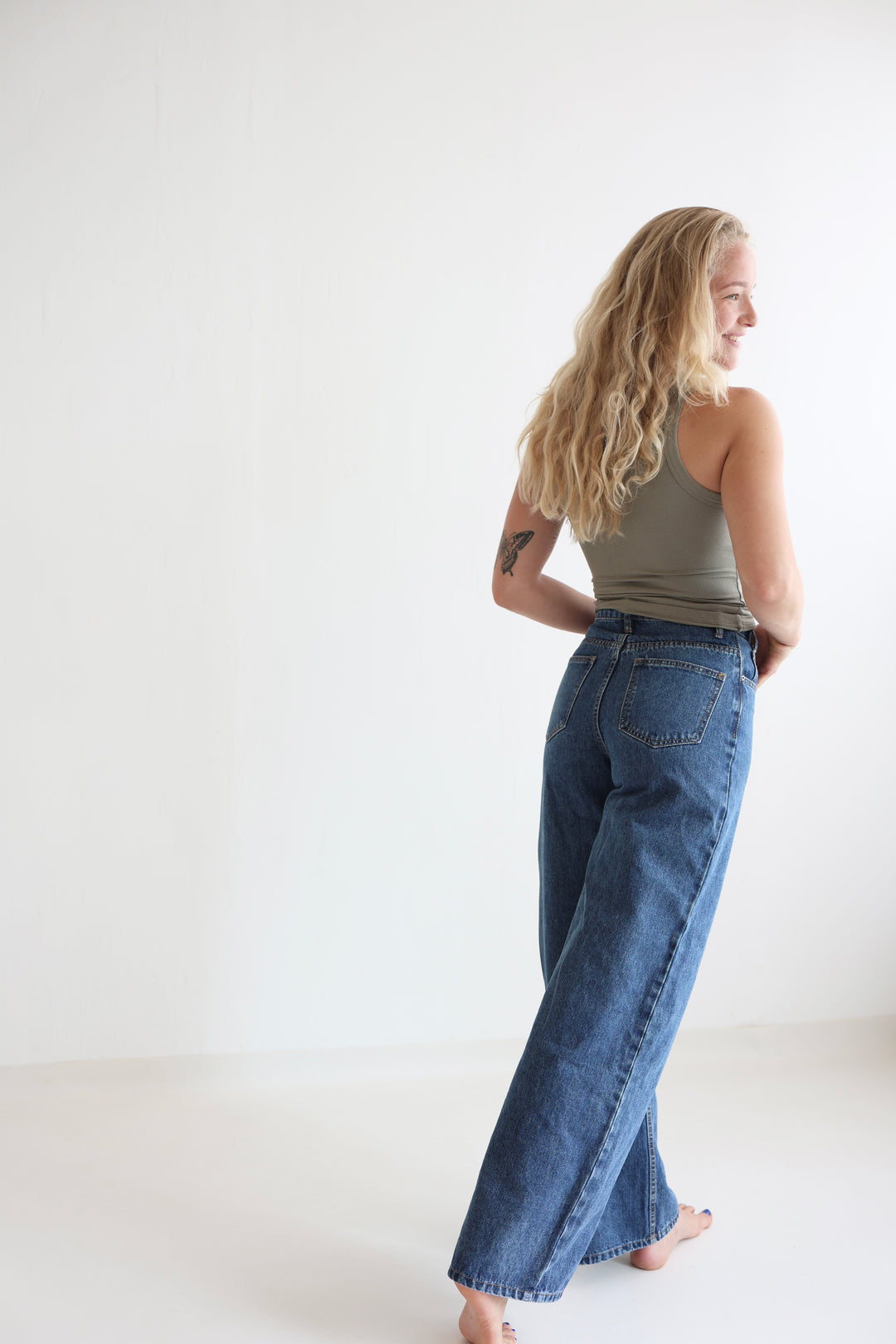 Cross Front Wide Leg Jeans
