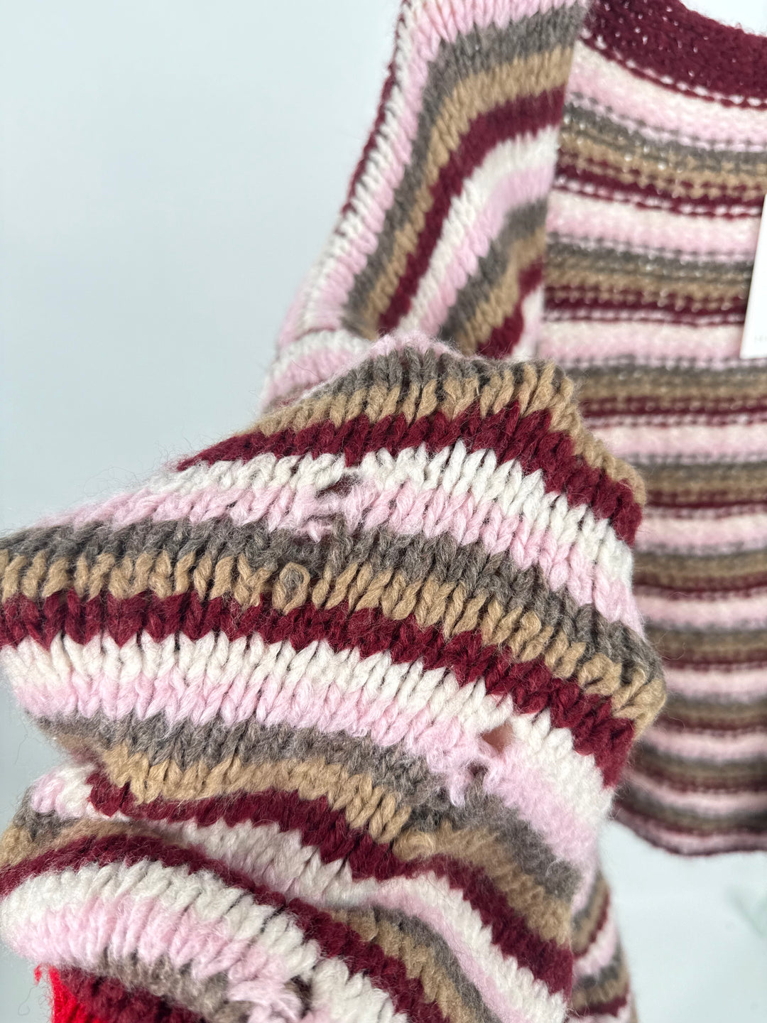 GESTREIFTER OVERSIZE CARDIGAN MERLE BORDEAUX (B-WARE)