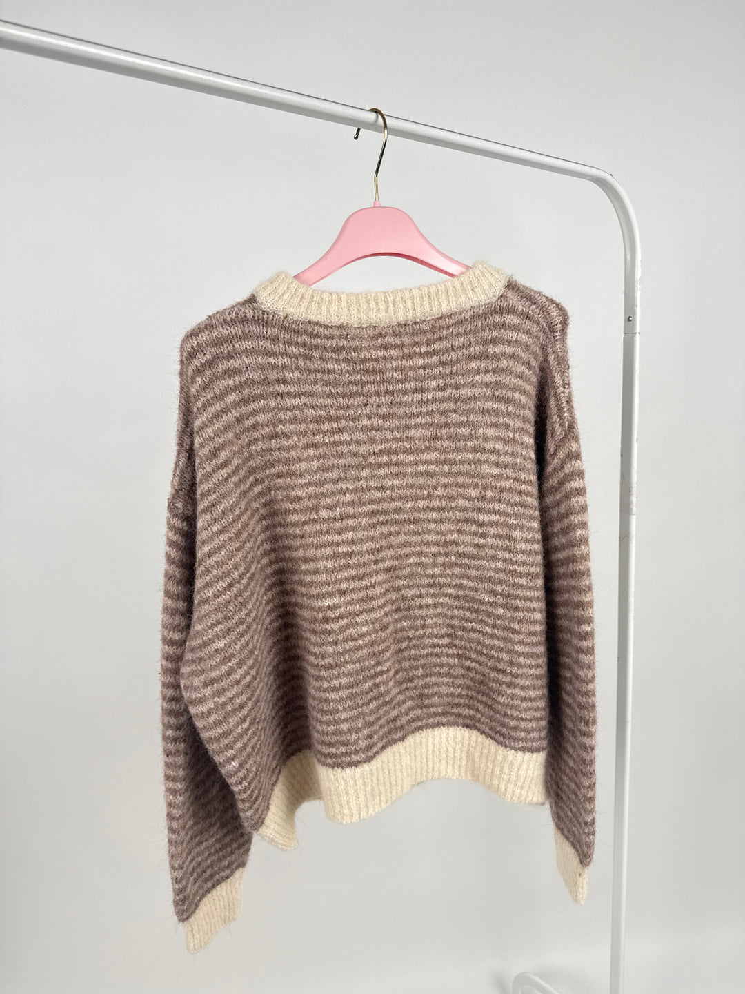 GESTREIFTER CARDIGAN MOODLINE KNIT MOCCA (B-WARE)