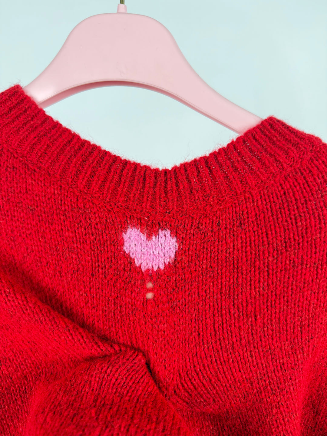 PULLOVER COZY HEART ROT (B-WARE)