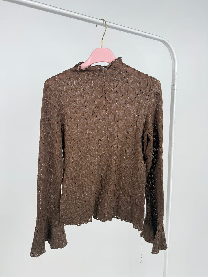 SPITZENLONGSLEEVE HEARTFUL CHOCOLATE GR. M/L (B-WARE)