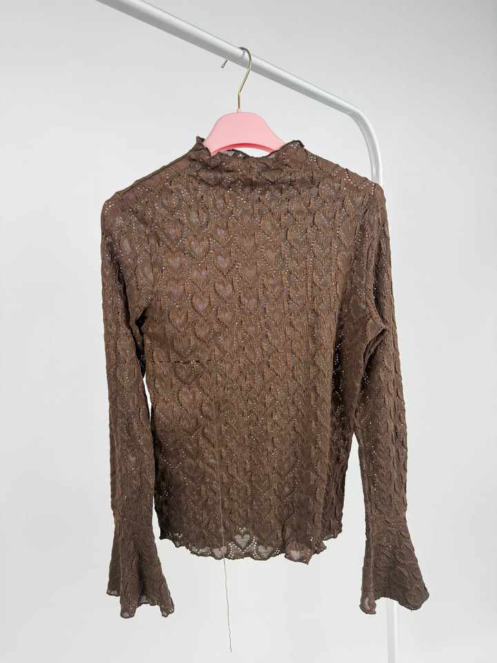 SPITZENLONGSLEEVE HEARTFUL CHOCOLATE GR. M/L (B-WARE)