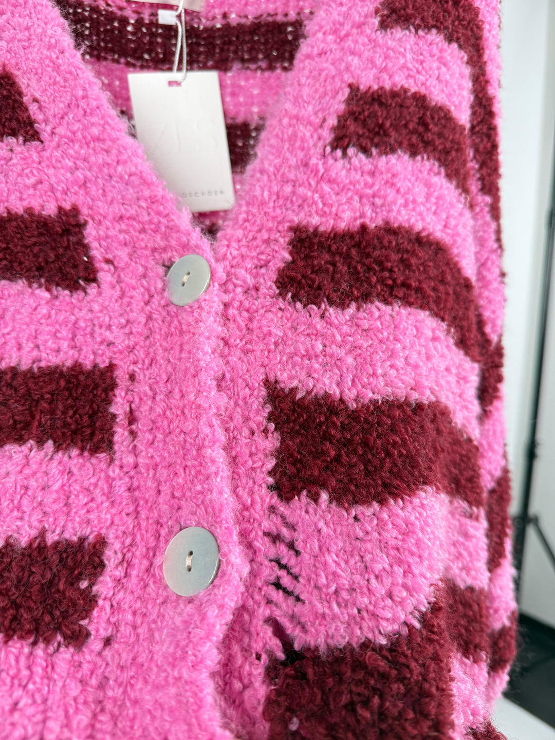 CARDIGAN CUDDLE STRIPES BERRY (B-WARE)