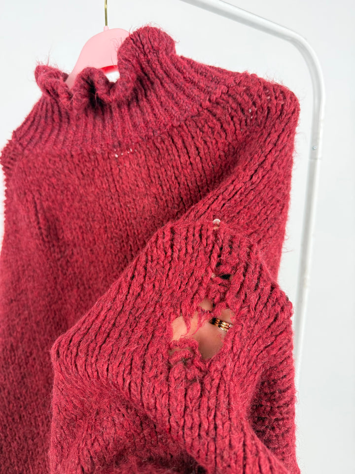 CARDIGAN MIT RÜSCHEN MELLI BORDEAUX (B-WARE)