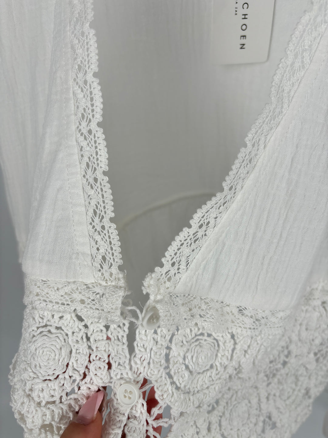 WEIẞE HÄKELBLUSE PALMA GR. M/L (B-WARE)