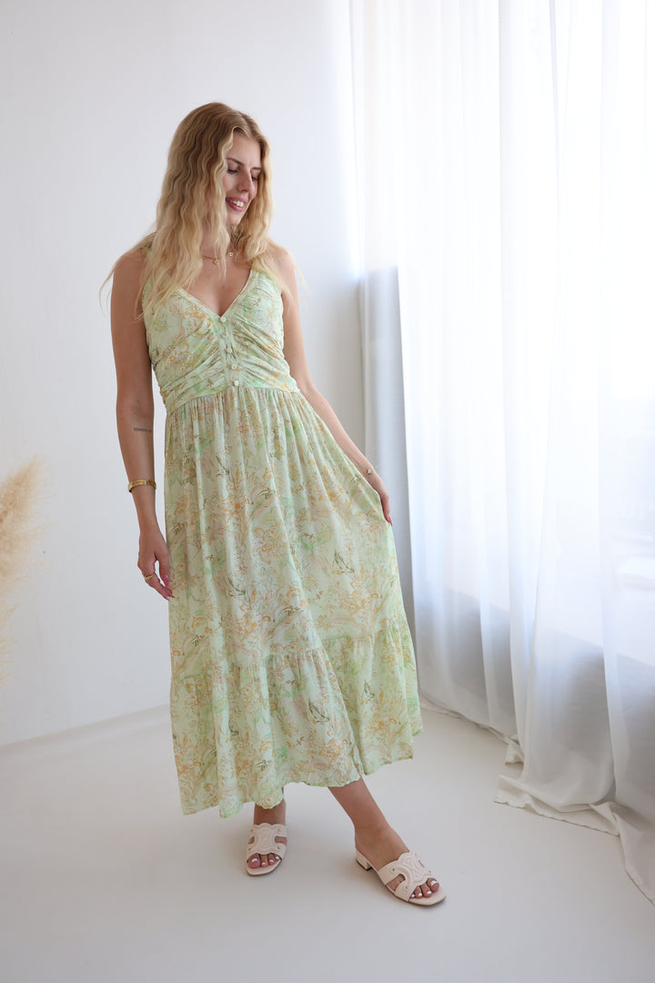Langes Viskosekleid mit Floralprint Florenz