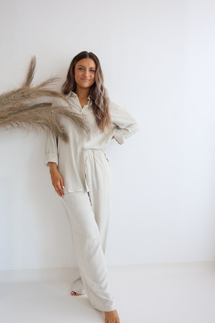 Gestreifte Leinenhose Liliana
