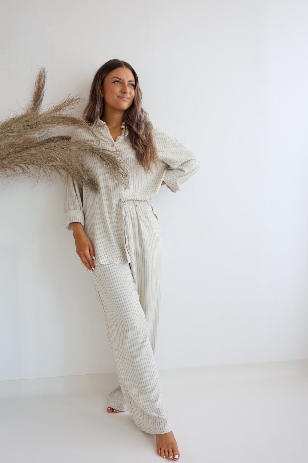Gestreifte Leinenhose Liliana