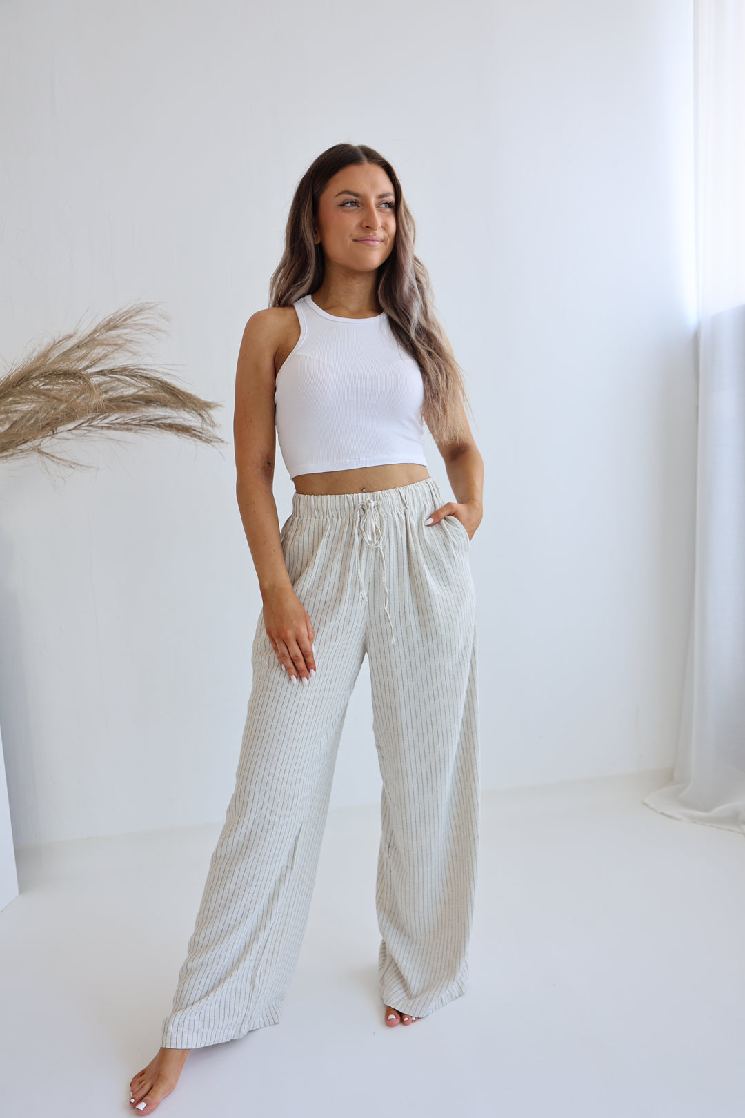 Gestreifte Leinenhose Liliana