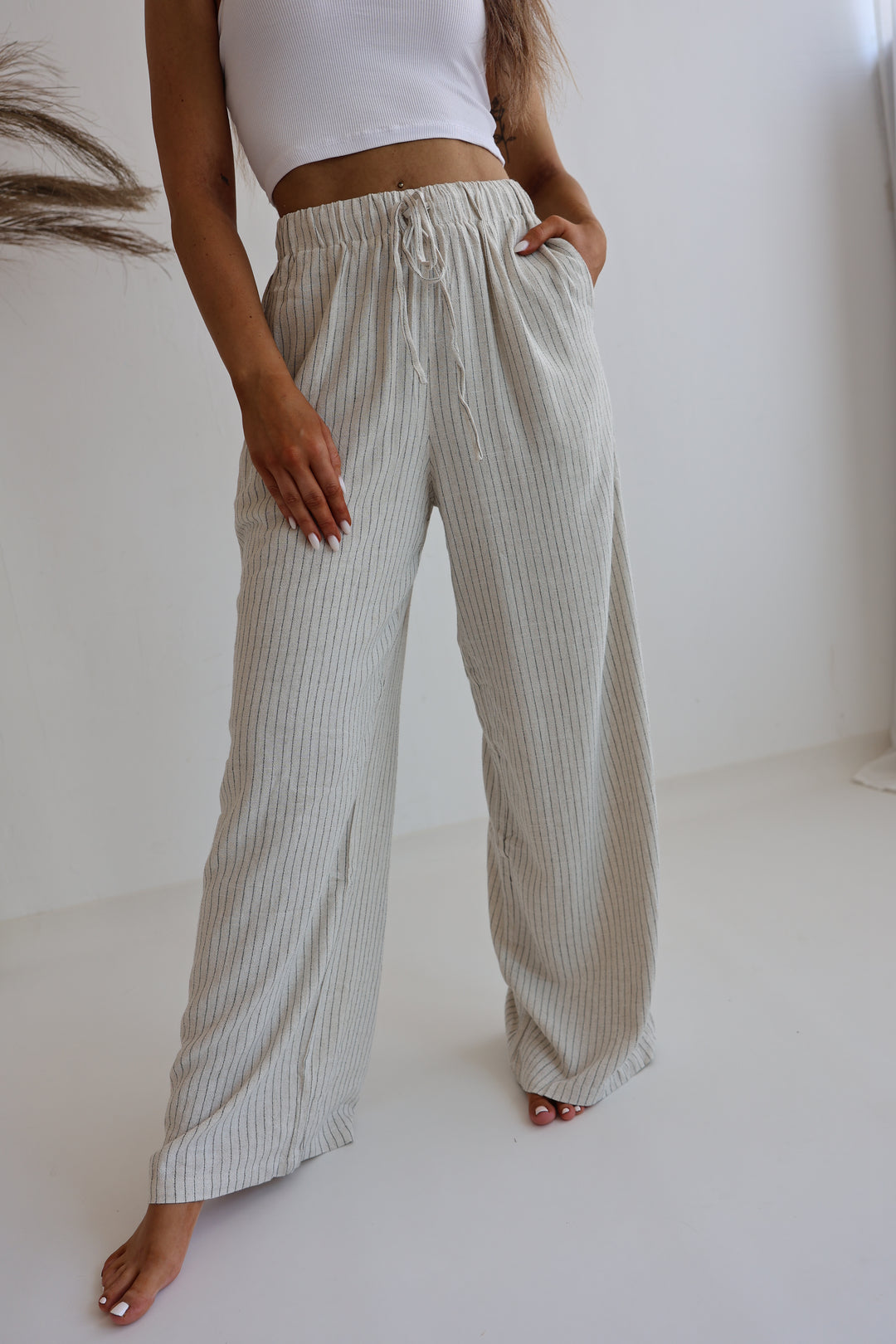 Gestreifte Leinenhose Liliana