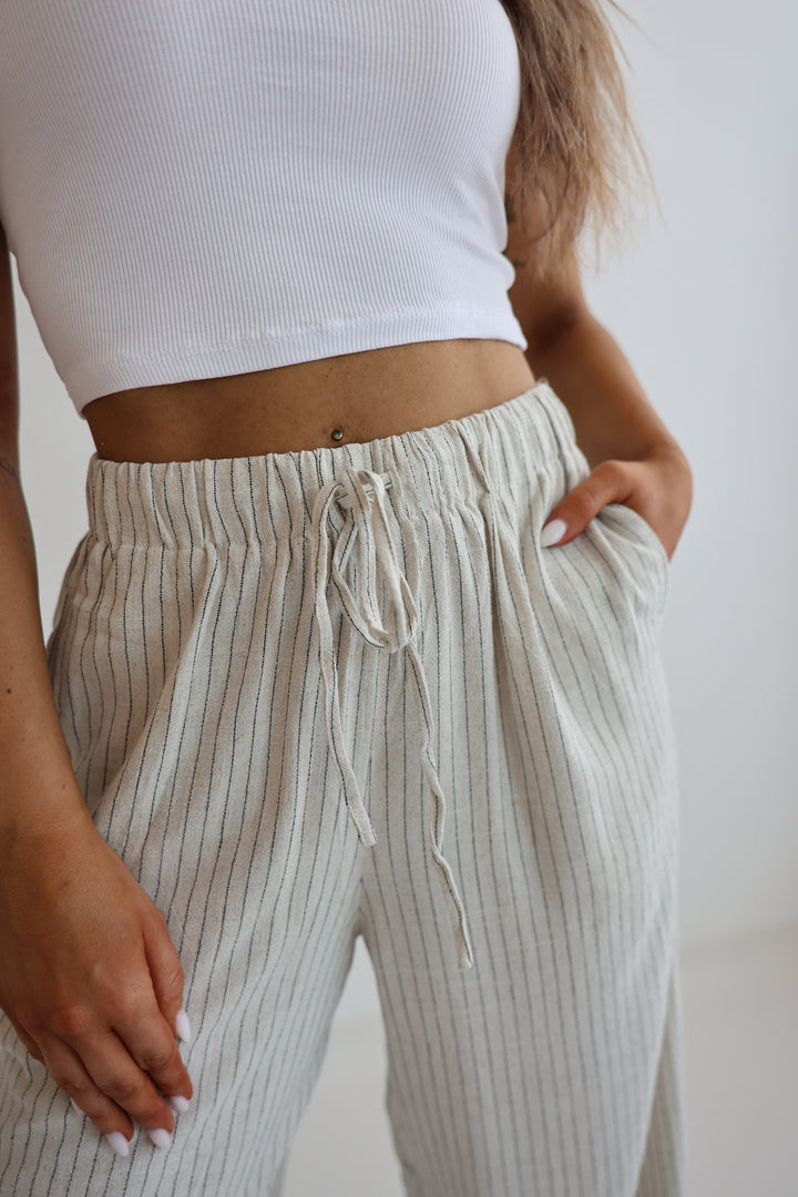 Gestreifte Leinenhose Liliana