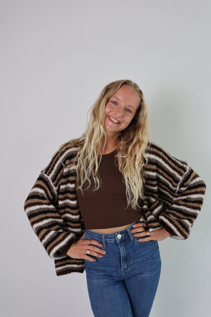 Gestreifter Oversize Cardigan Merle