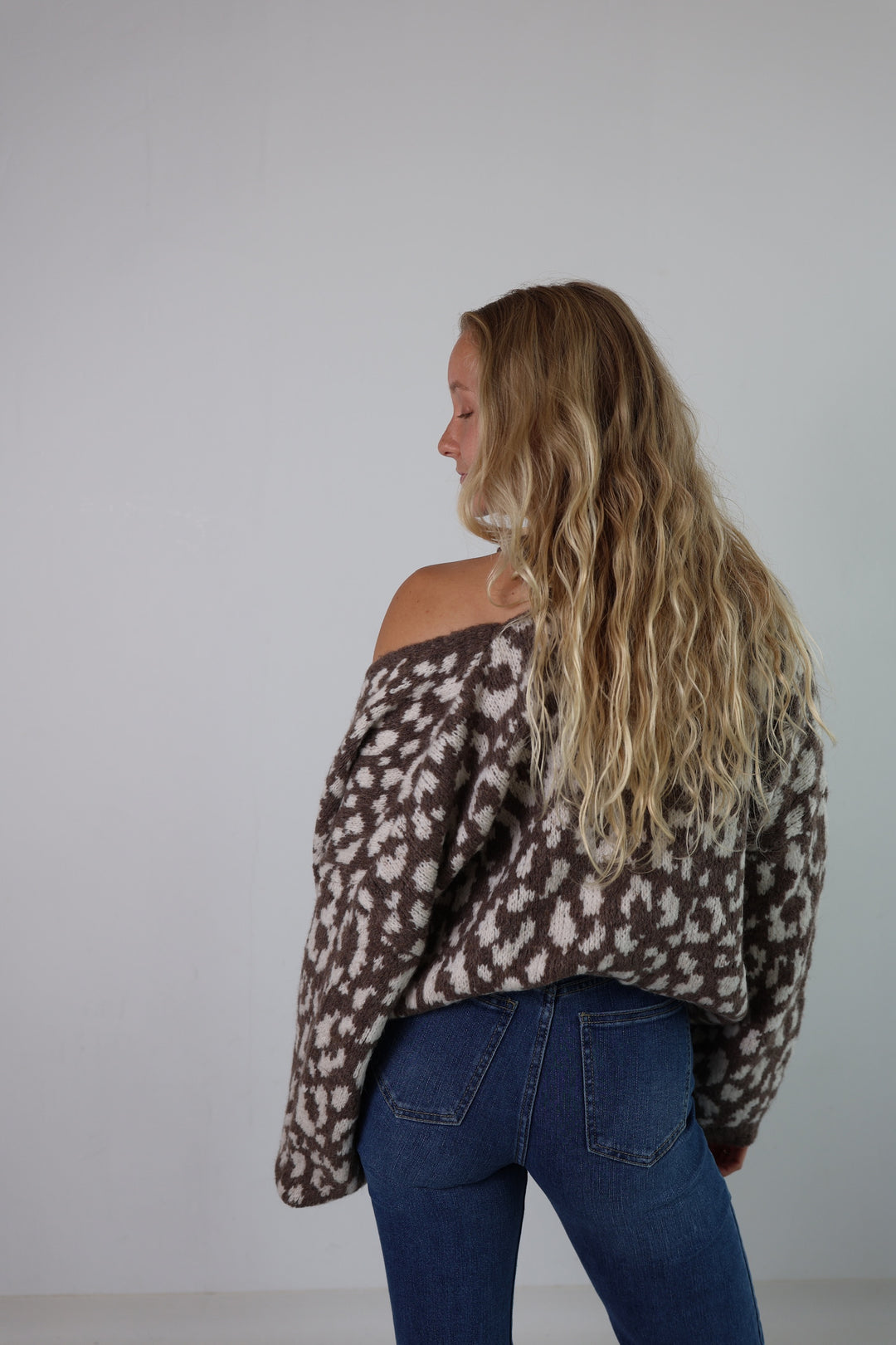 Offener Cardigan mit Leoprint