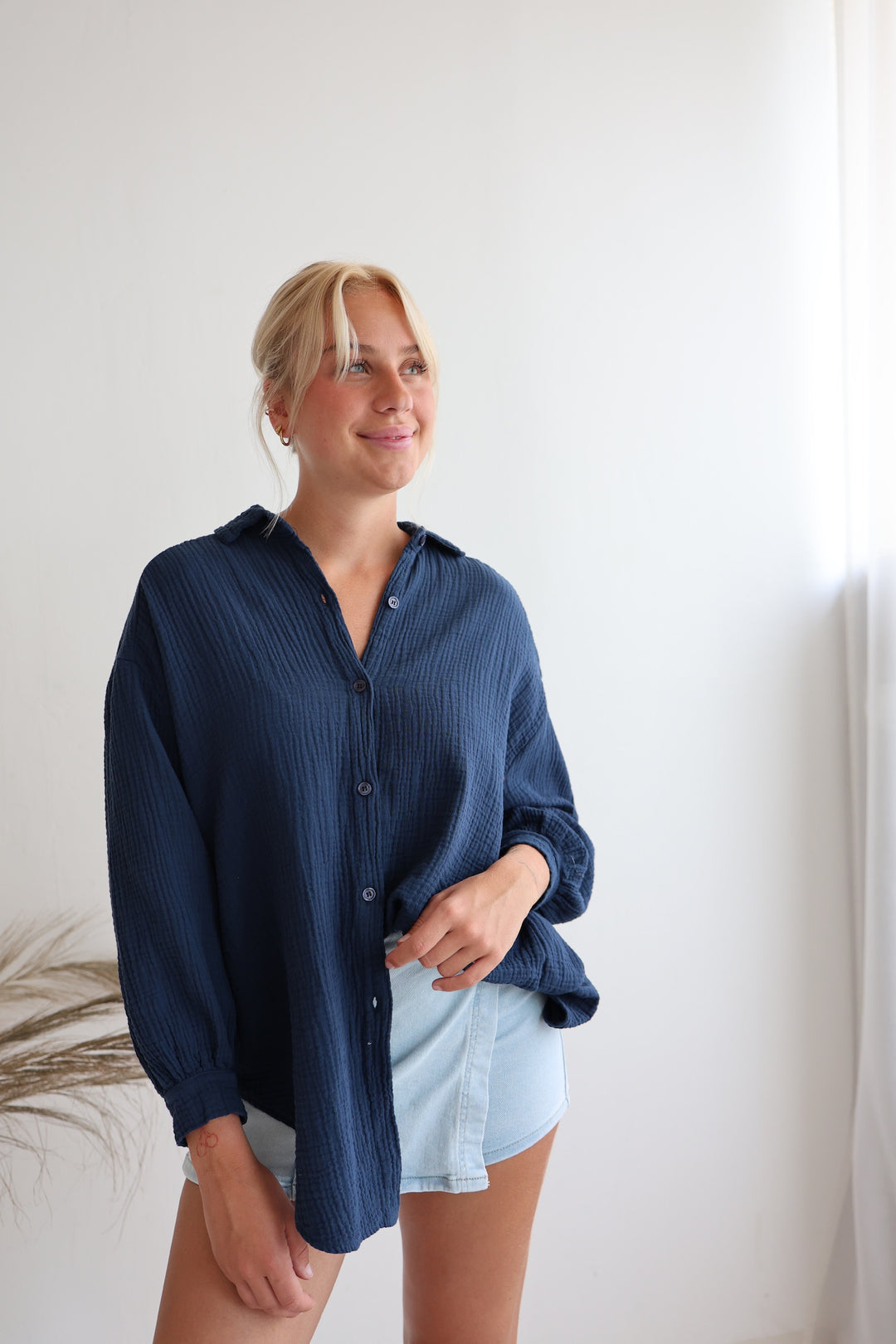 Oversize Blusenhemd aus Musselin Golden Eye