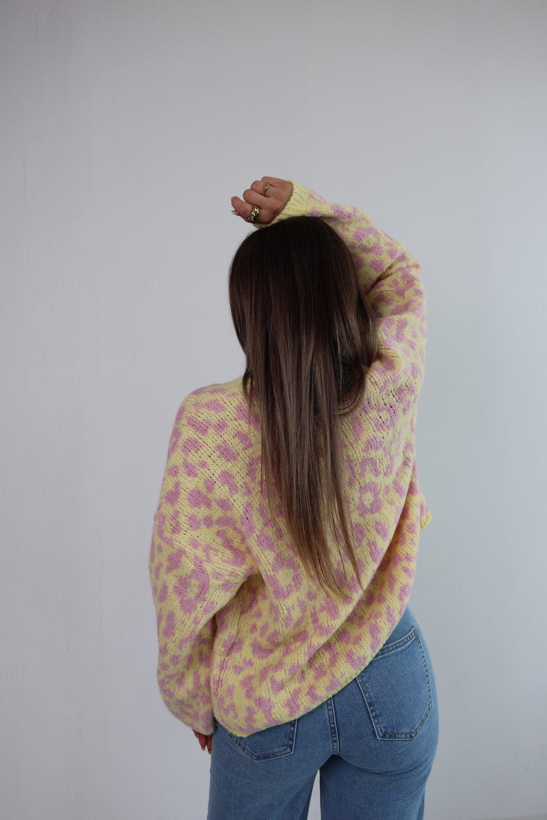 Offener Cardigan mit Leoprint