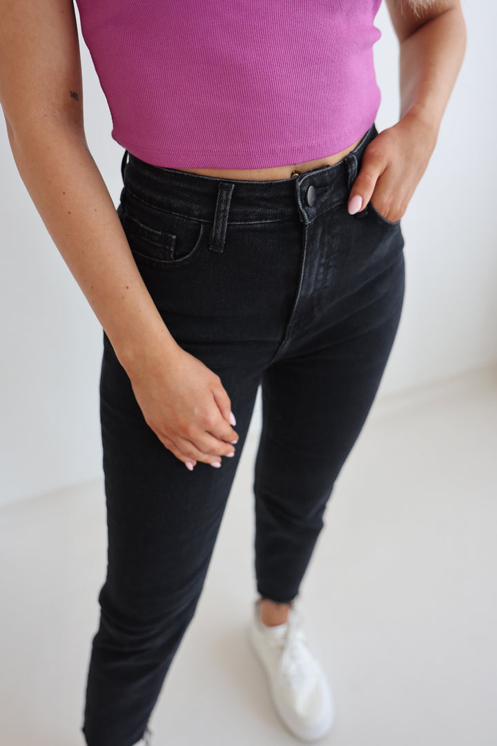 Schwarze Mom Jeans Evelyn (1637)