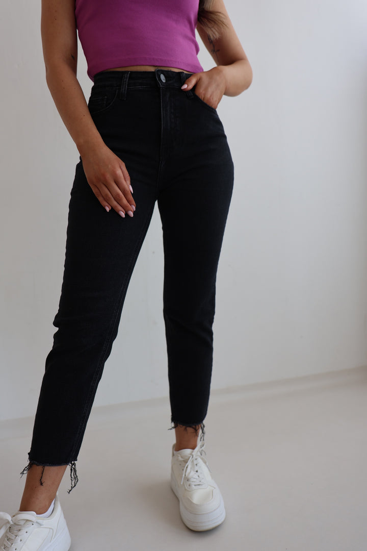 Schwarze Mom Jeans Evelyn (1637)