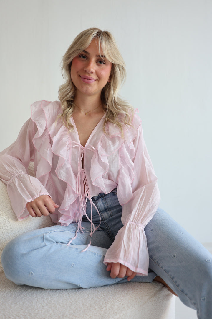 Transparente Bluse mit Volant Melody