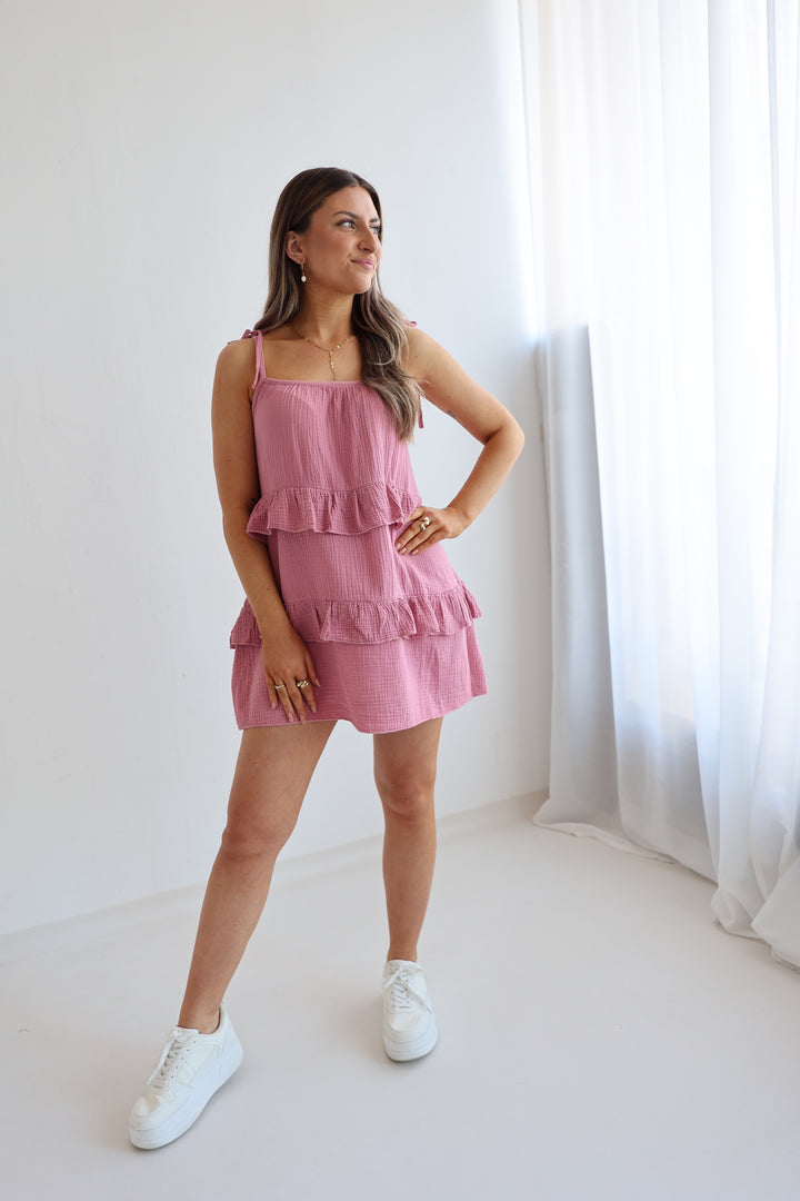 Minikleid aus Musselin mit Volant Nika