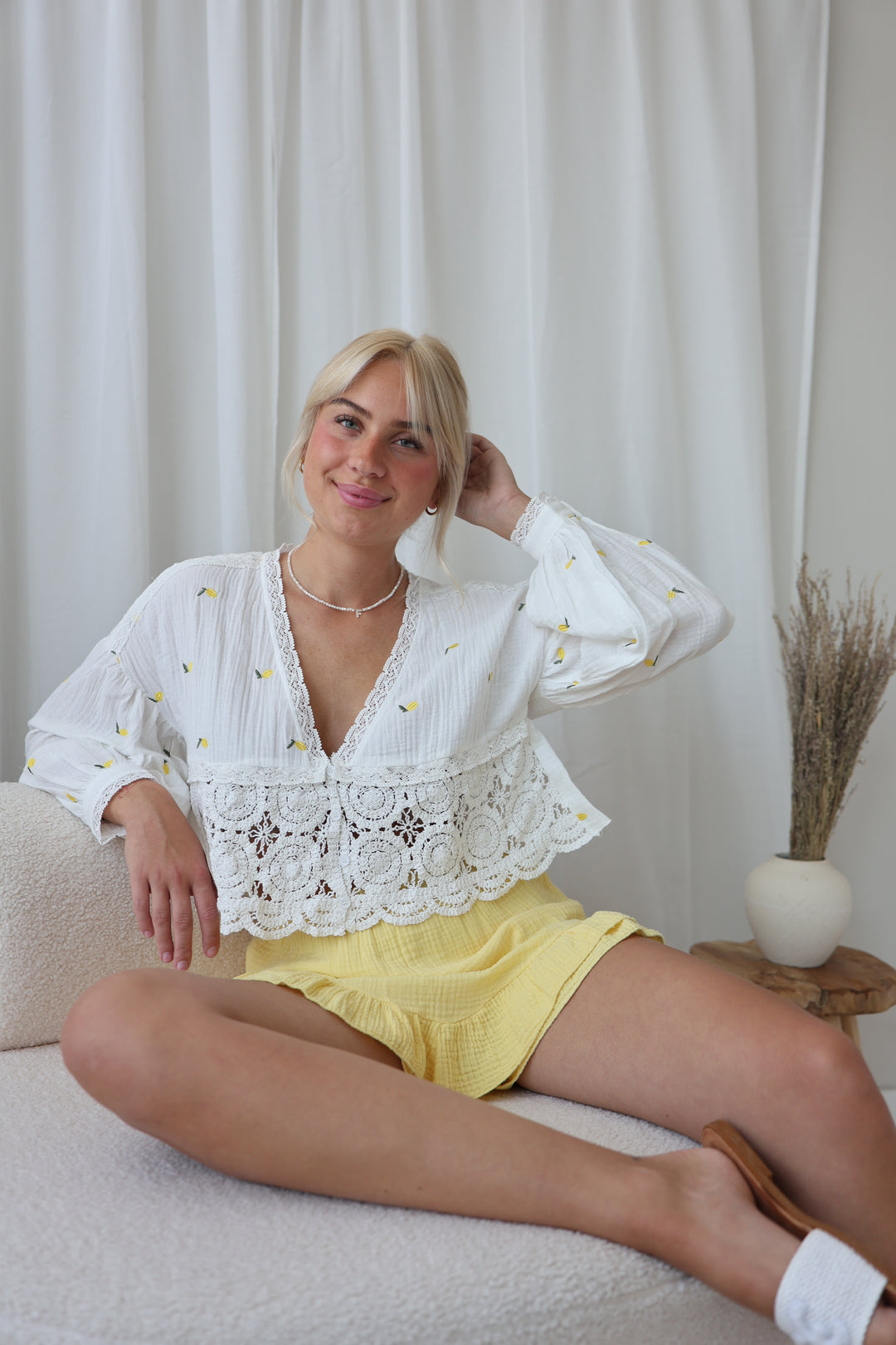 Cropped Bluse aus Musselin Lemons Everywhere