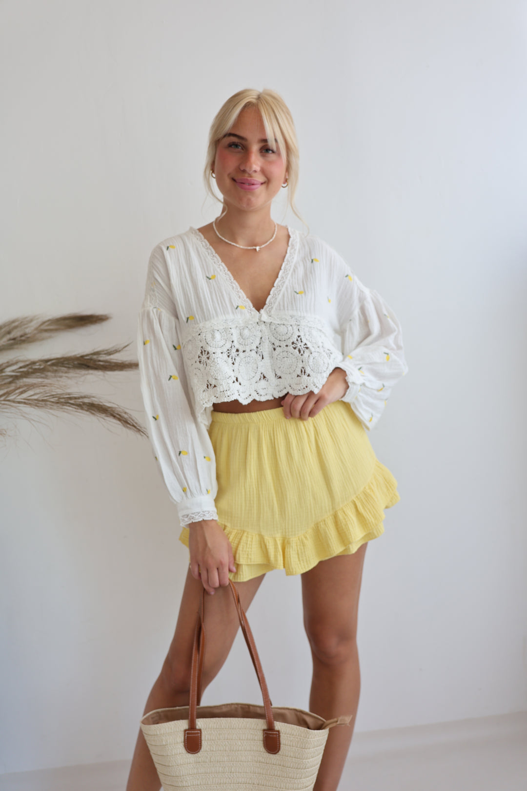 Cropped Bluse aus Musselin Lemons Everywhere