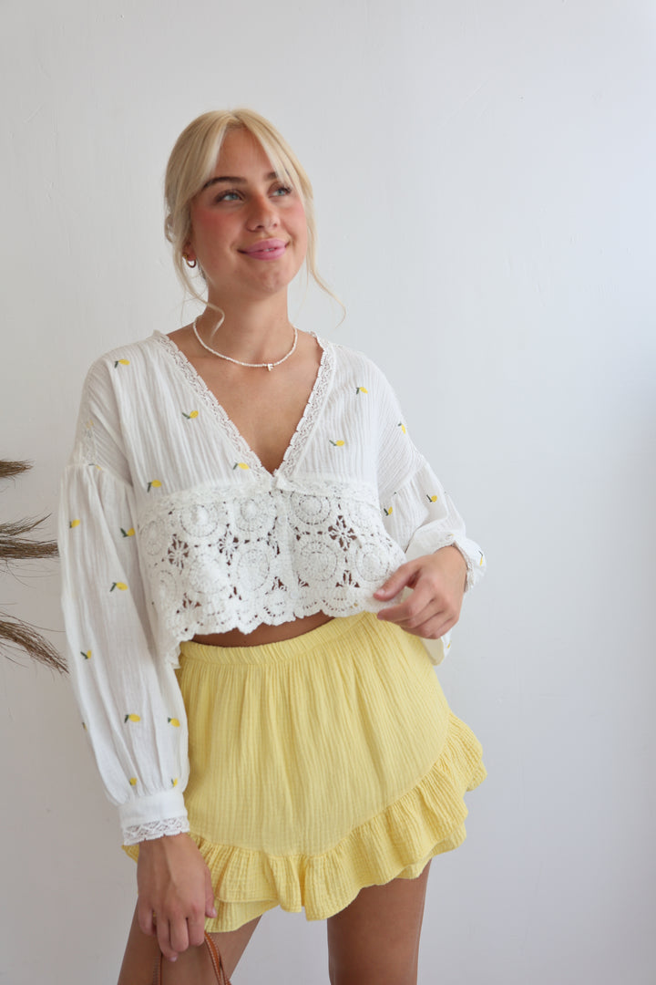 Cropped Bluse aus Musselin Lemons Everywhere