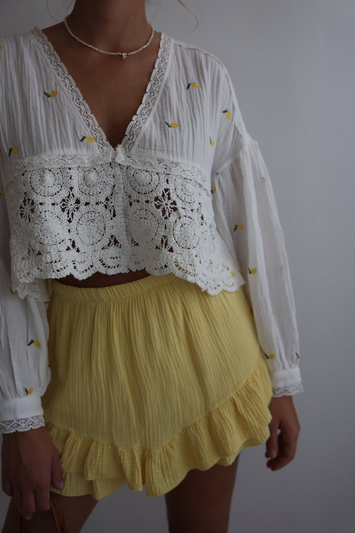 Cropped Bluse aus Musselin Lemons Everywhere