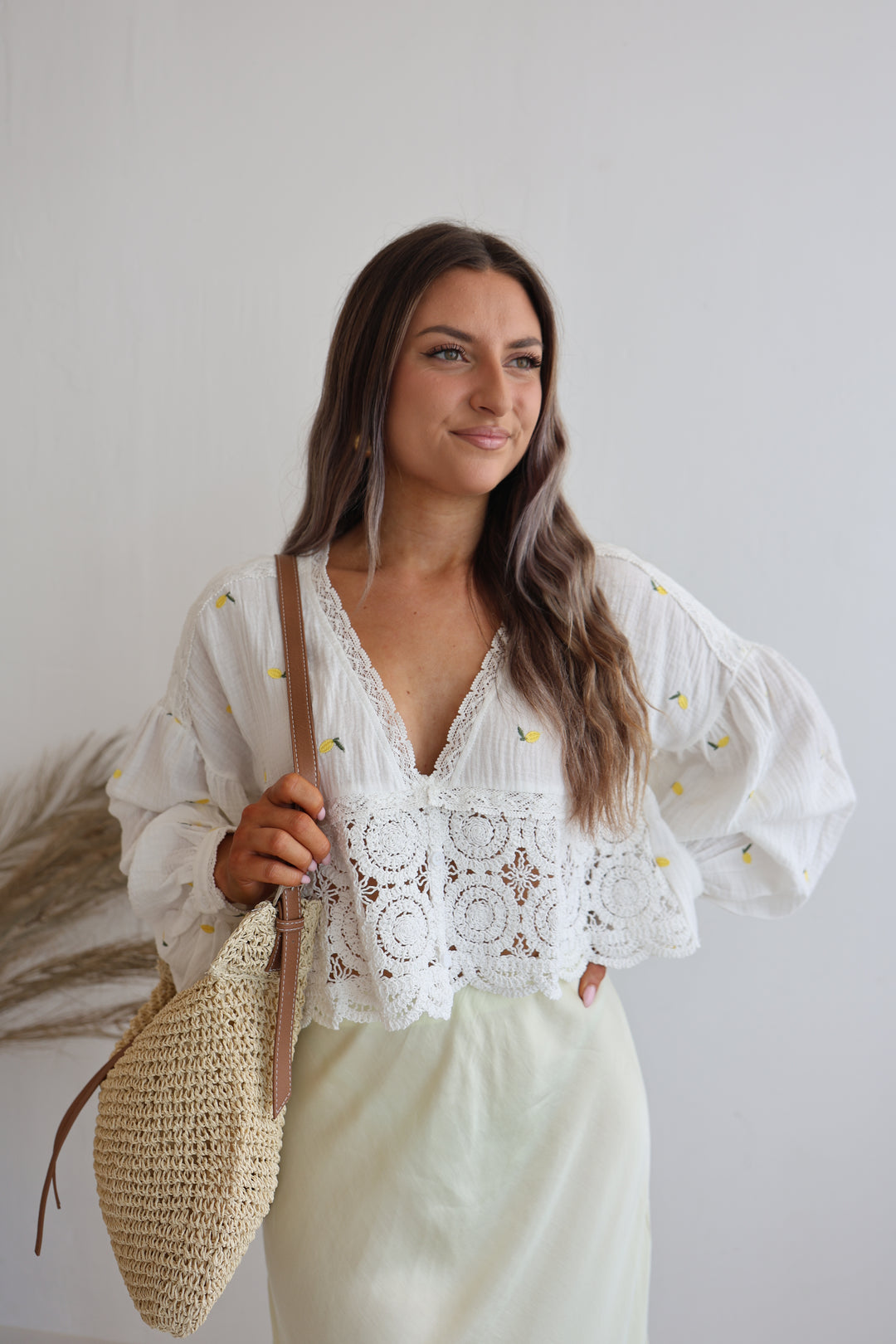Cropped Bluse aus Musselin Lemons Everywhere