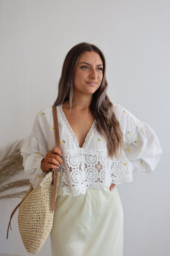 Cropped Bluse aus Musselin Lemons Everywhere