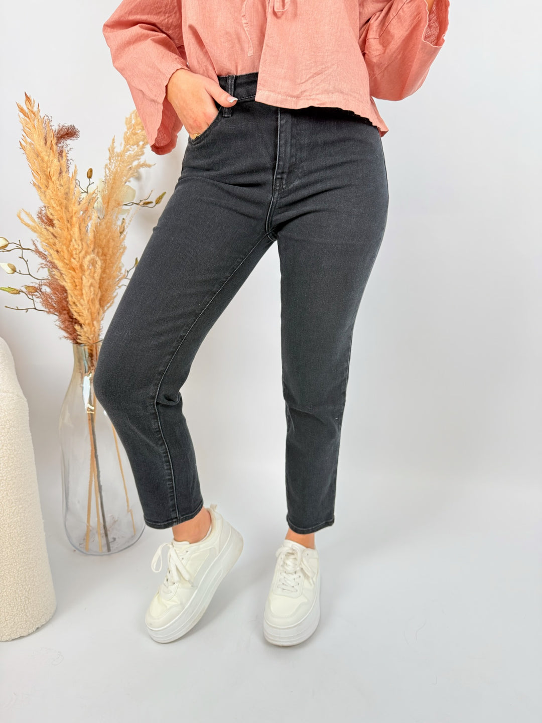 Schwarze Mom Jeans Evelyn (1637)
