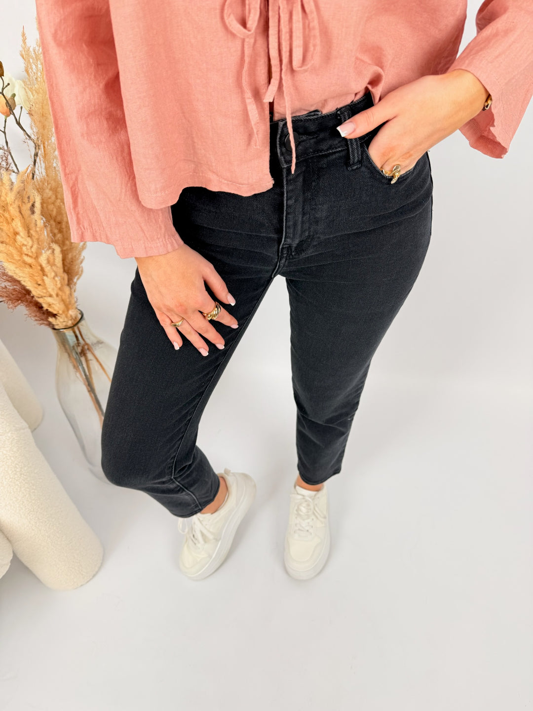 Schwarze Mom Jeans Evelyn (1637)