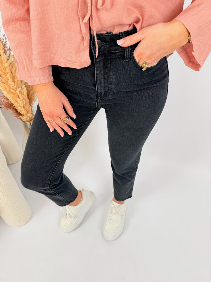 Schwarze Mom Jeans Evelyn (1637)