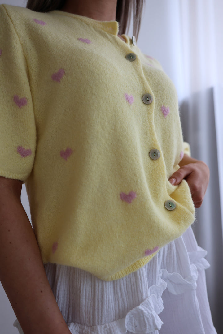 Kurzarm Cardigan Jolina mit Herzprint
