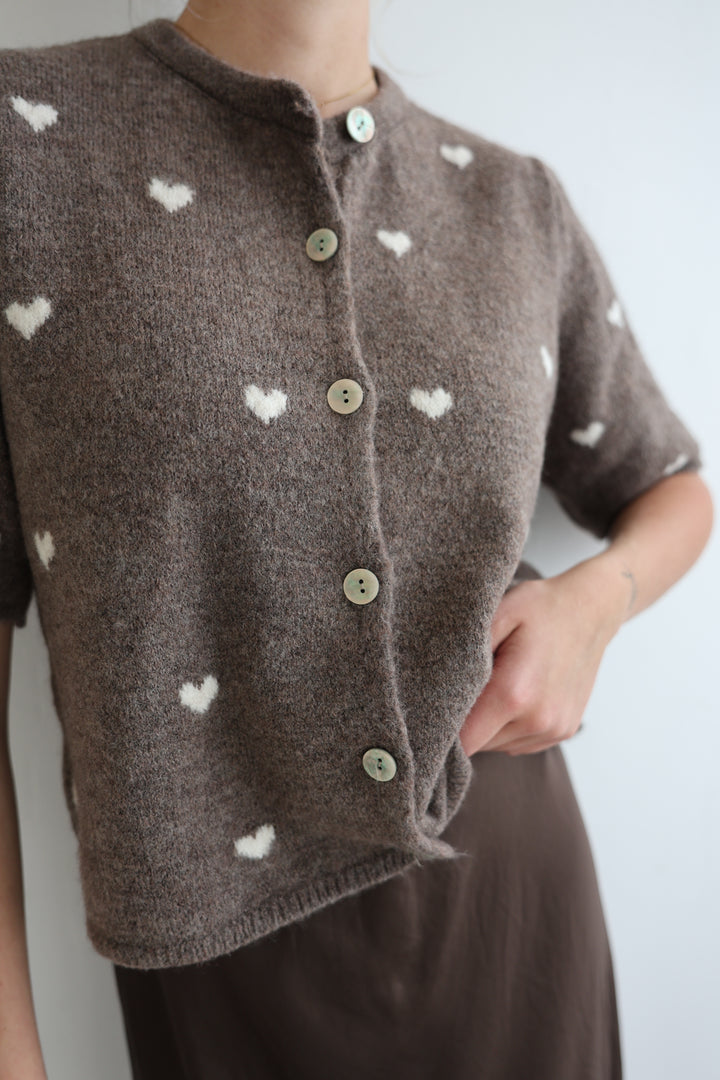 Kurzarm Cardigan Jolina mit Herzprint